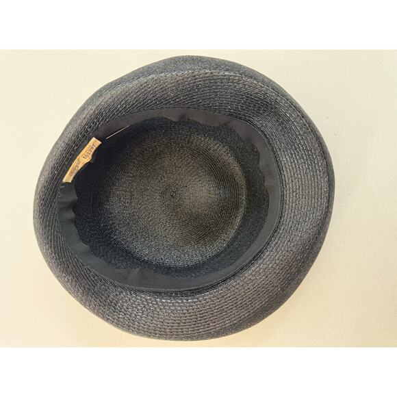 Vintage Union Made Black Tilt Cocktail Hat with Bow Original Hat Pin 8” Diameter main image 2